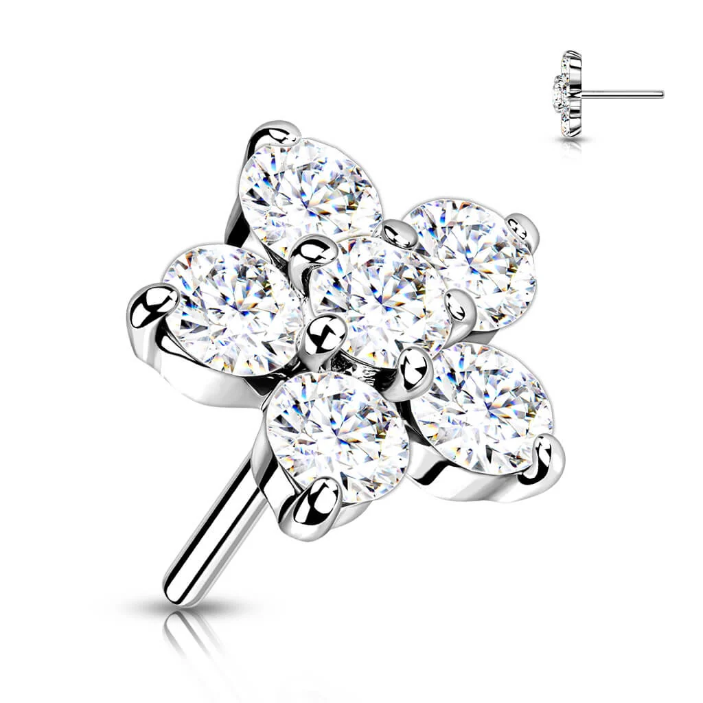Or 14kt Embout Embout Fleur Zircone Enfoncer - Image 2