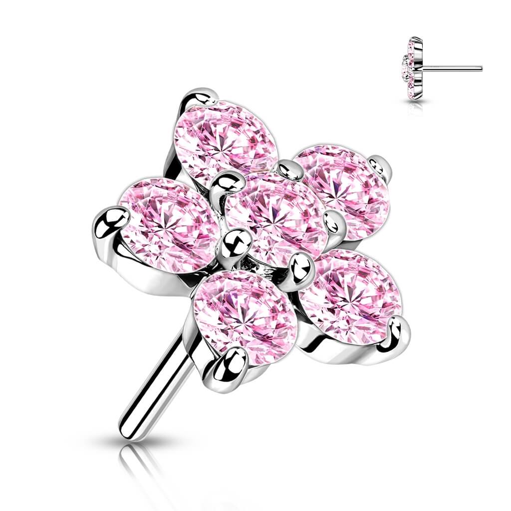 Or 14kt Embout Embout Fleur Zircone Enfoncer - Image 4