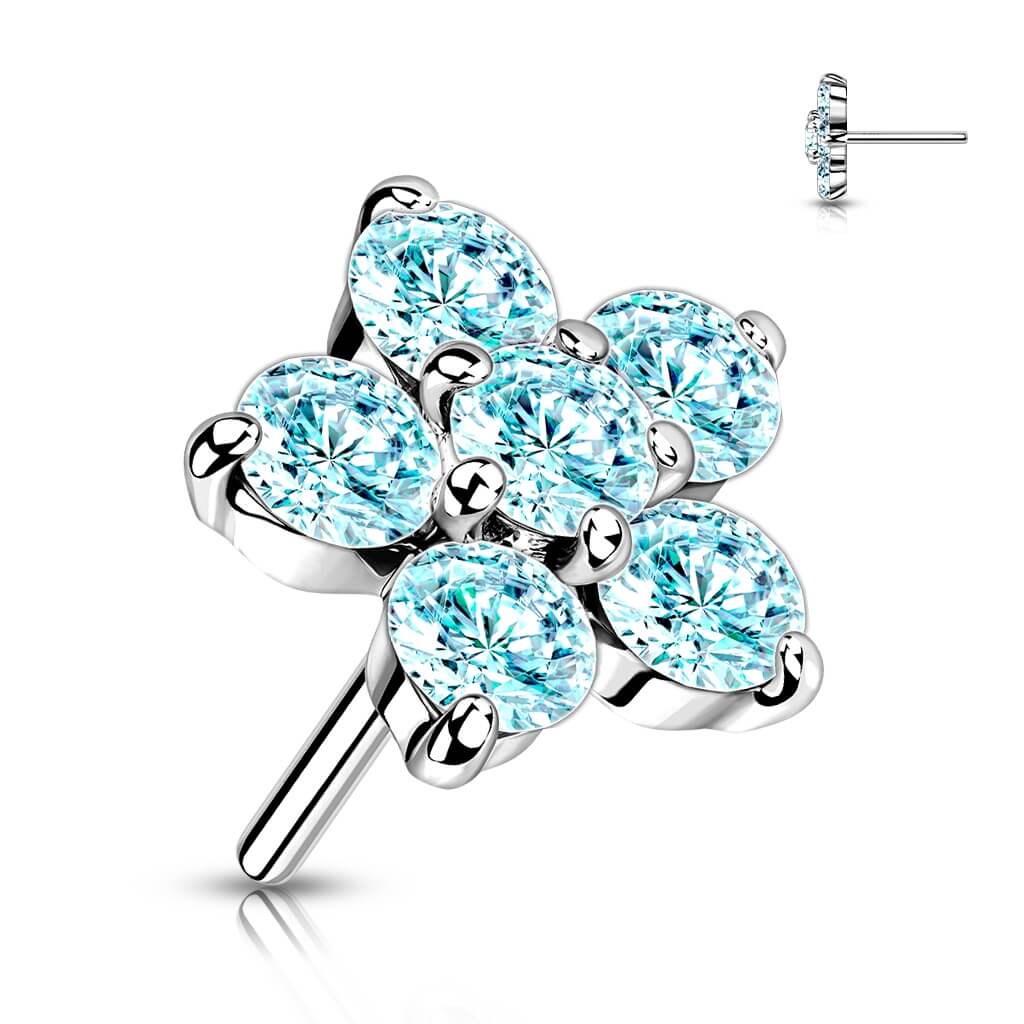 Or 14kt Embout Embout Fleur Zircone Enfoncer - Image 6