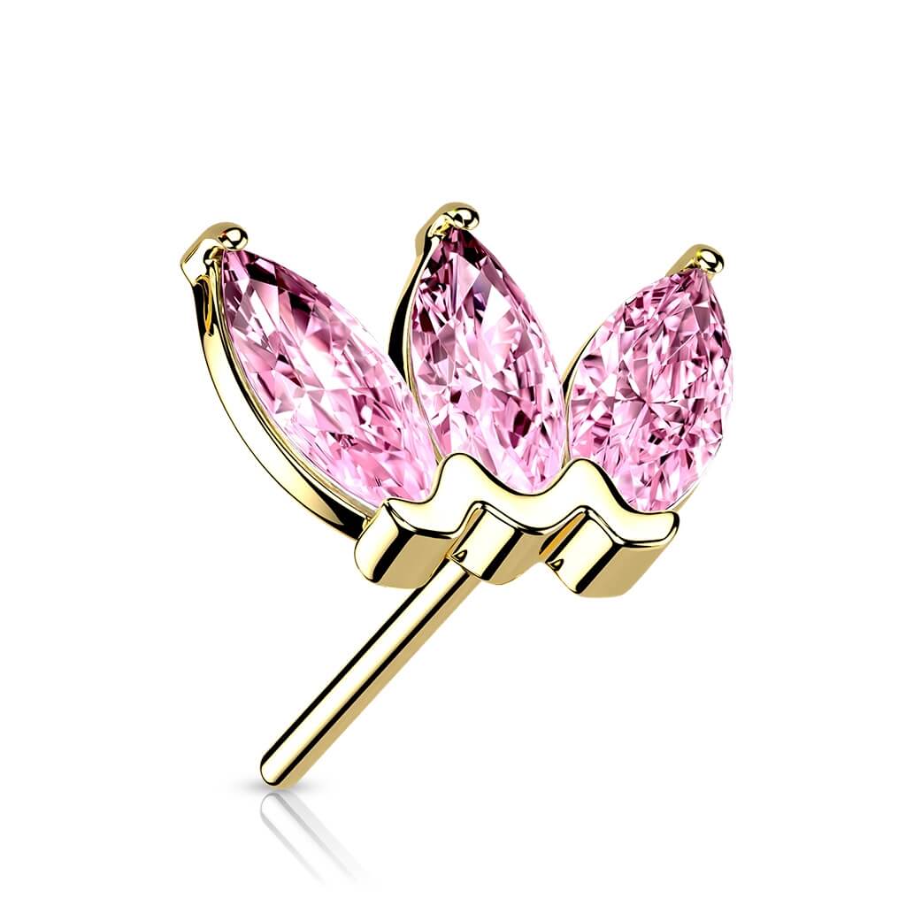 Or 14kt Embout Embout 3 Zircones Enfoncer - Image 12