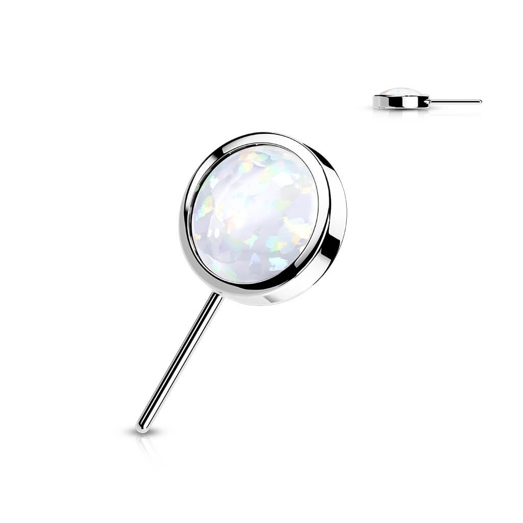 Or 14kt Embout Embout Opale Ronde Enfoncer - Image 4