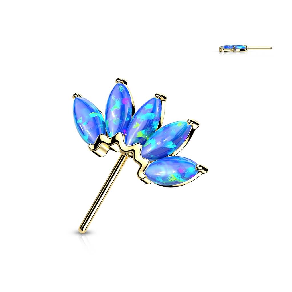 Or 14kt Embout Embout 5 Opales Enfoncer - Image 9