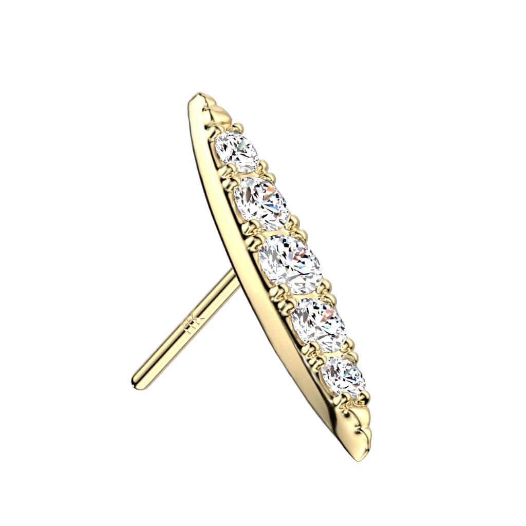 Or 14kt Embout Ovale Zircone Enfoncer - Image 4
