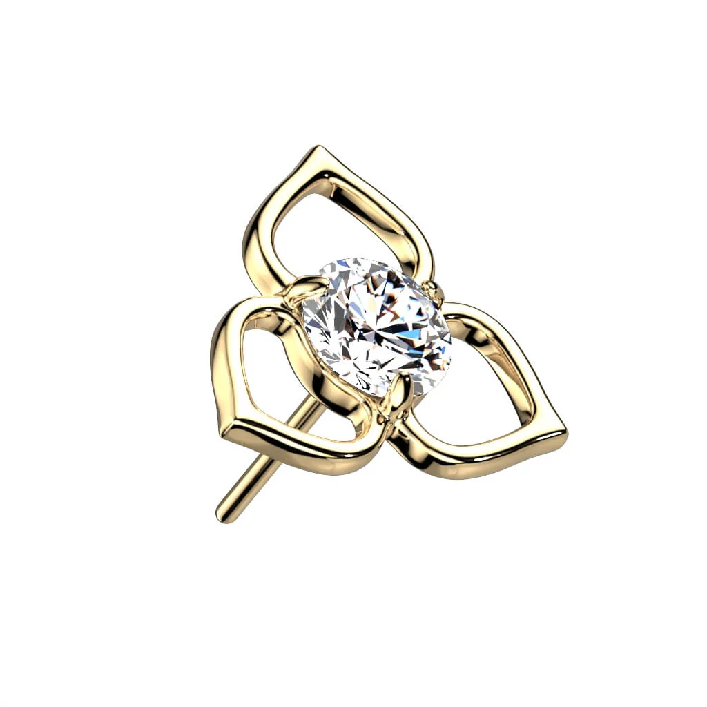 Or 14kt Embout Embout Fleur Zircone Enfoncer - Image 6