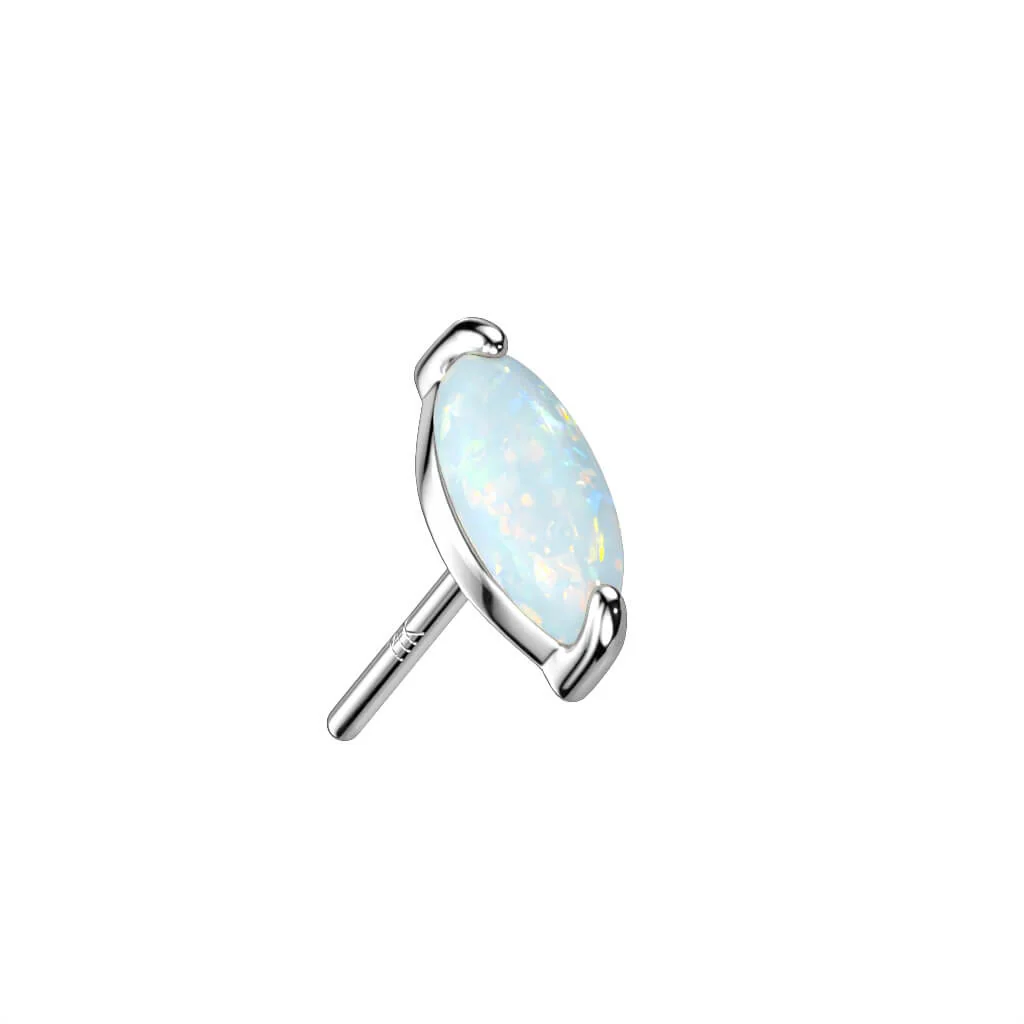 Or 14kt Embout Embout Ovale Zircone Opale Enfoncer - Image 2