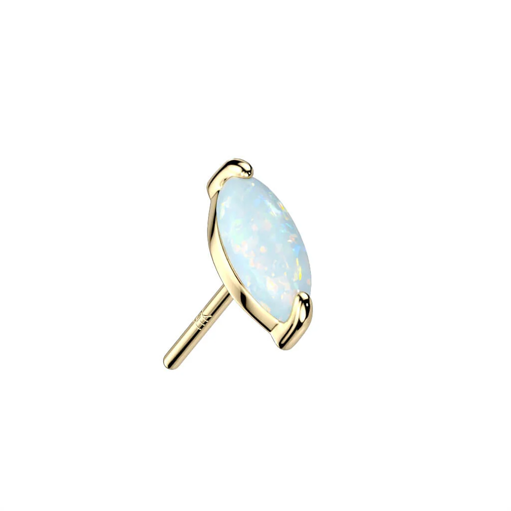 Or 14kt Embout Embout Ovale Zircone Opale Enfoncer - Image 5