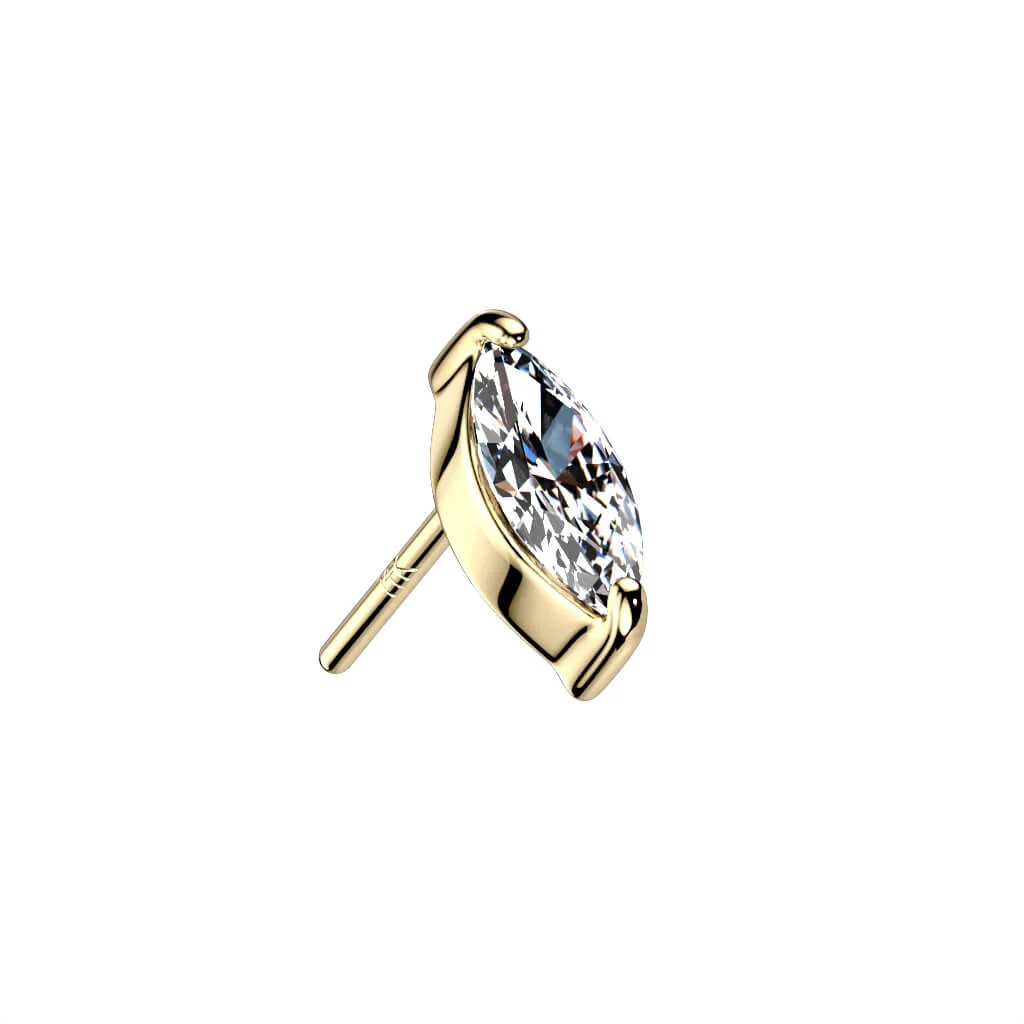 Or 14kt Embout Embout Ovale Zircone Opale Enfoncer - Image 6
