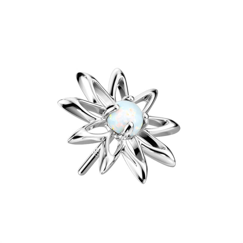Or 14kt Embout Embout Fleur Zircone Opale Enfoncer - Image 2