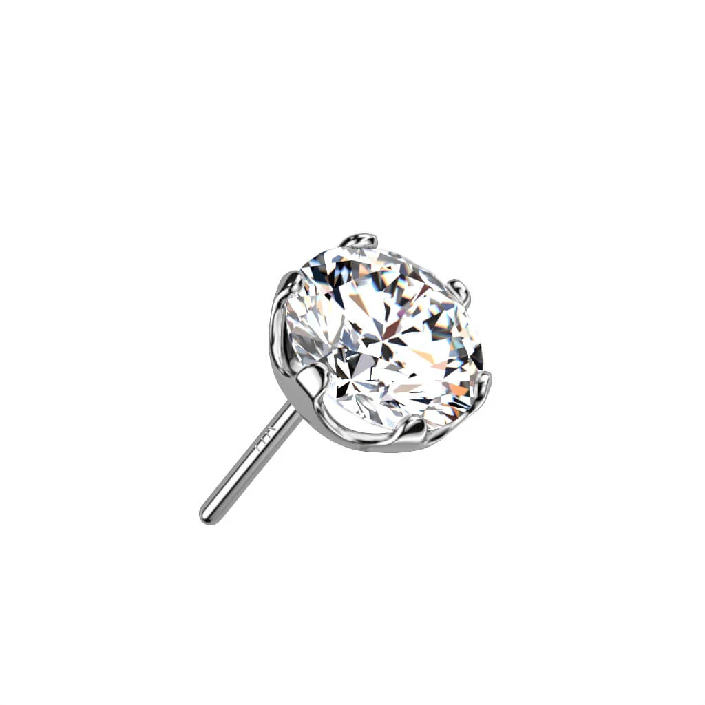 Or 14kt Embout Embout Zircone Ronde Enfoncer - Image 2