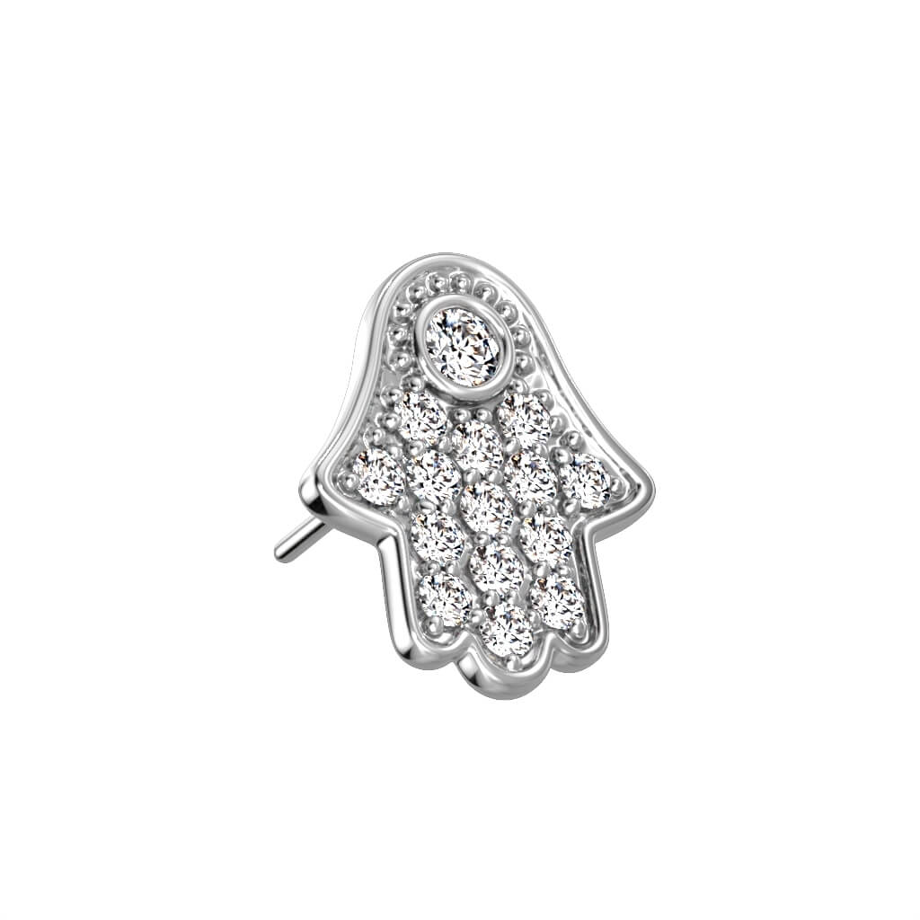 Or 14kt Embout Embout Hamsa Zircone Enfoncer - Image 2