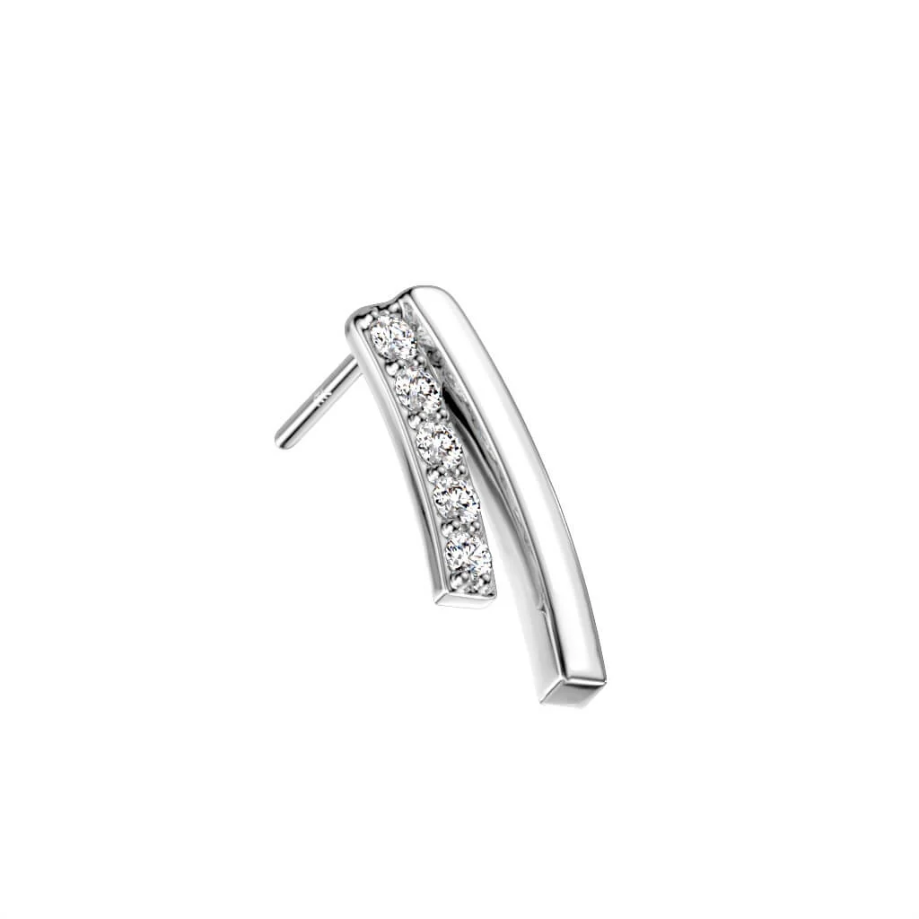 Or 14kt Embout Embout Barre Zircone Enfoncer - Image 2