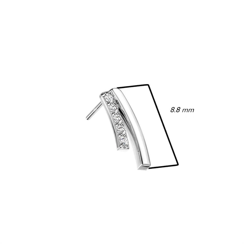 Or 14kt Embout Embout Barre Zircone Enfoncer - Image 3