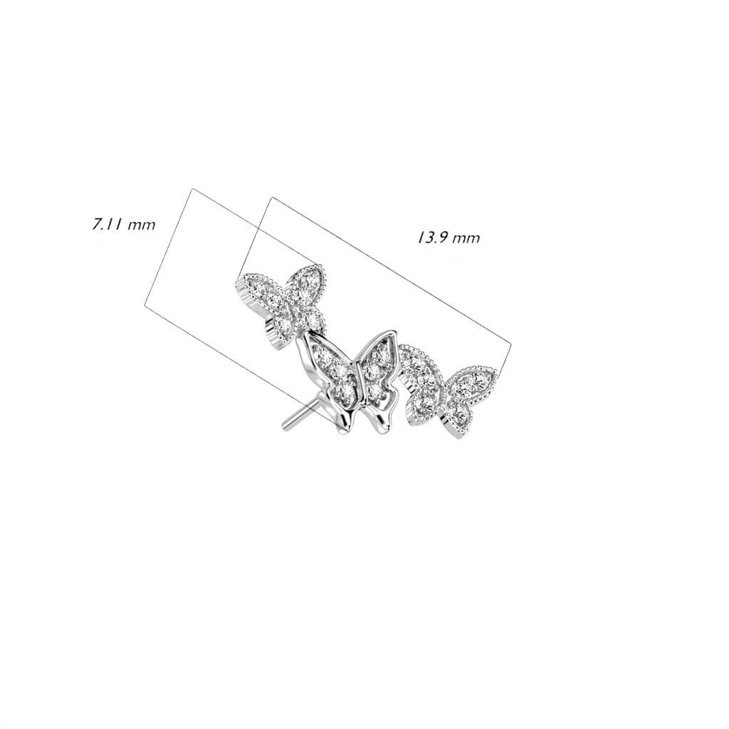 Or 14kt Embout Embout Papillon Zircone Enfoncer - Image 3
