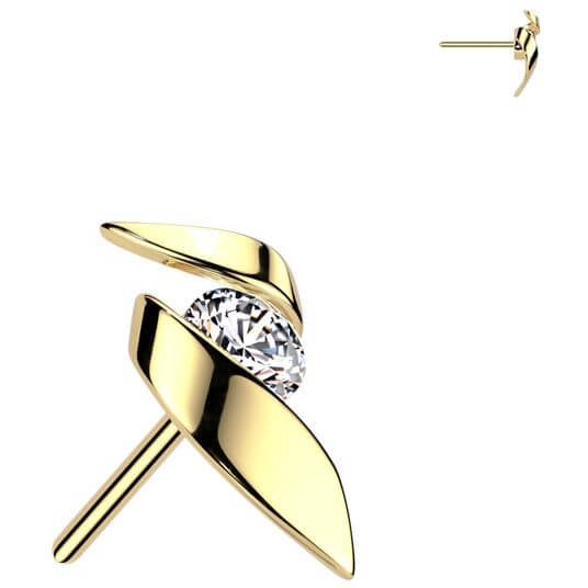 Or 14kt Embout embout en forme de ruban Zircon Enfoncer - Image 4