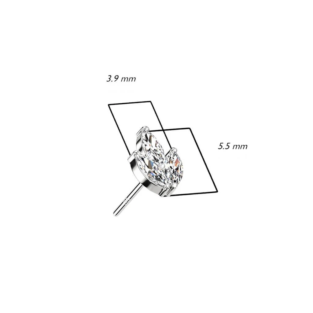 Or 14kt Embout Embout Feuille Zircone Enfoncer - Image 3