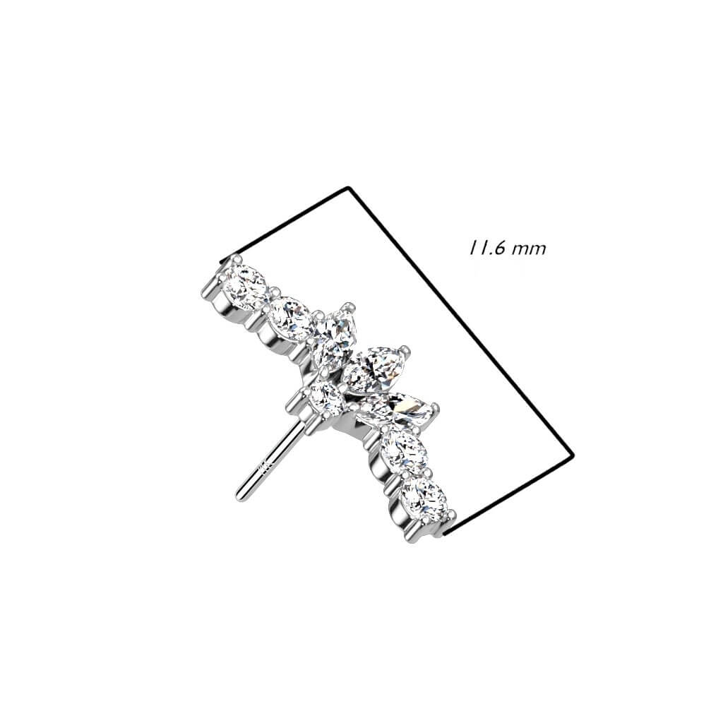 Or 14kt Embout Embout éventail Zircone Enfoncer - Image 3