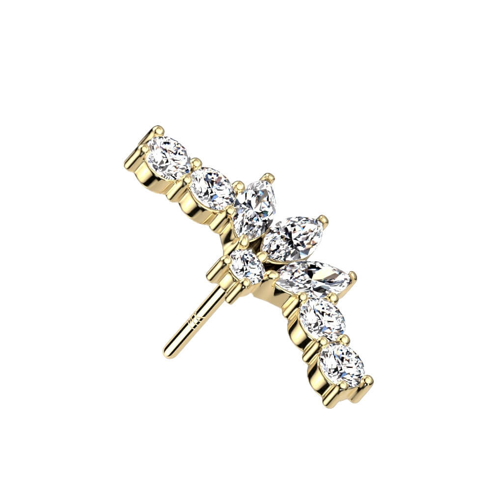 Or 14kt Embout Embout éventail Zircone Enfoncer - Image 4