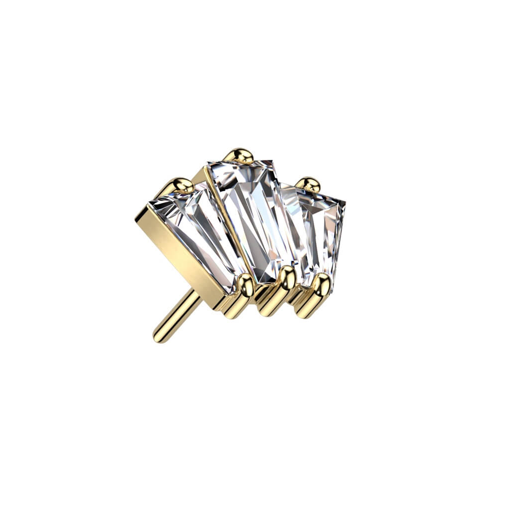 Or 14kt Embout Embout 3 Zircone Enfoncer - Image 4
