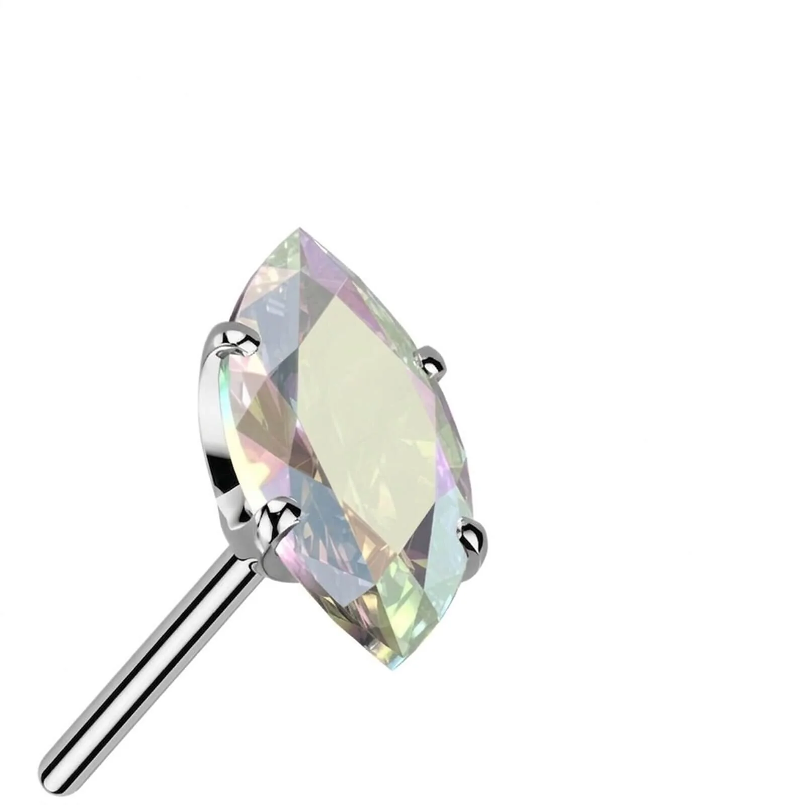 Titane Embout embout zircone taille marquise Enfoncer