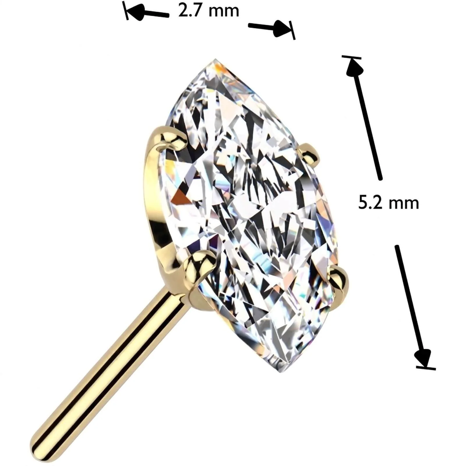 Titane Embout embout zircone taille marquise Enfoncer - Image 2