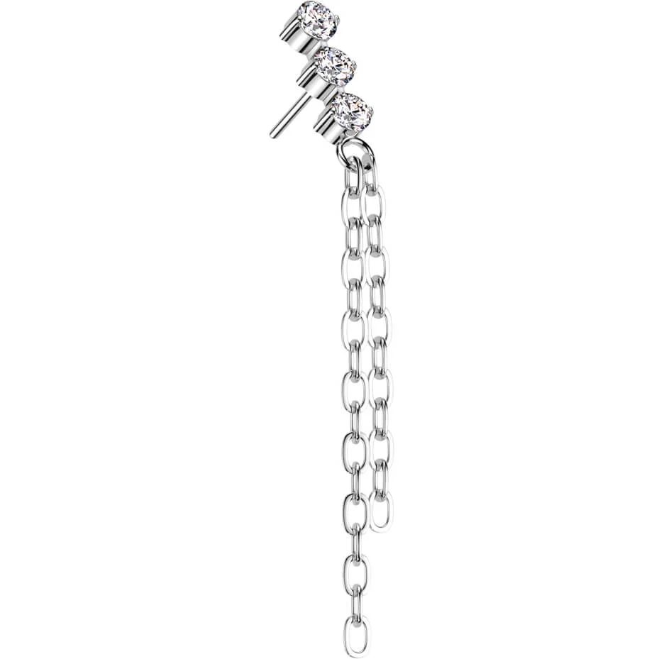 Titane Embout 3 Zircone Pendentif Double Chaine Enfoncer - Image 3