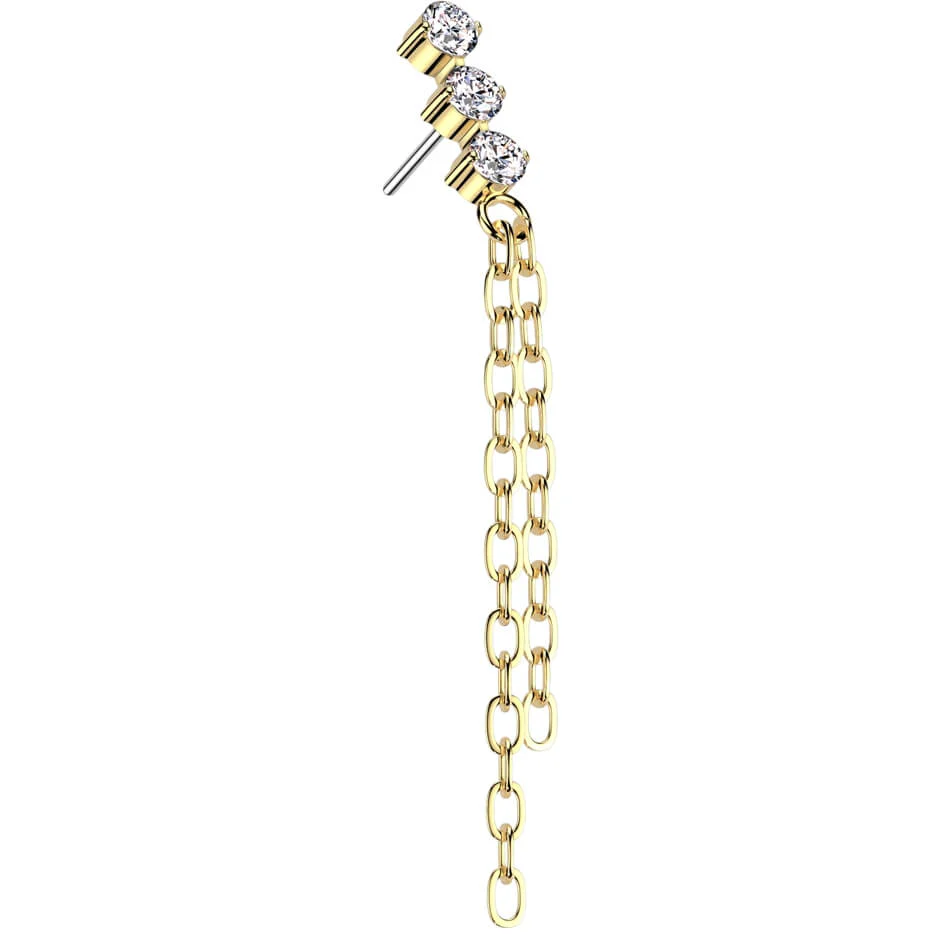 Titane Embout 3 Zircone Pendentif Double Chaine Enfoncer - Image 4