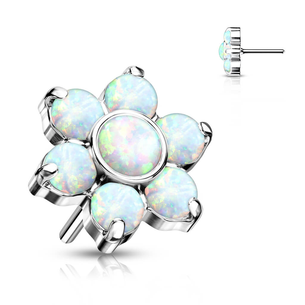 Titane Embout Embout Fleur Opale Argent Enfoncer - Image 4