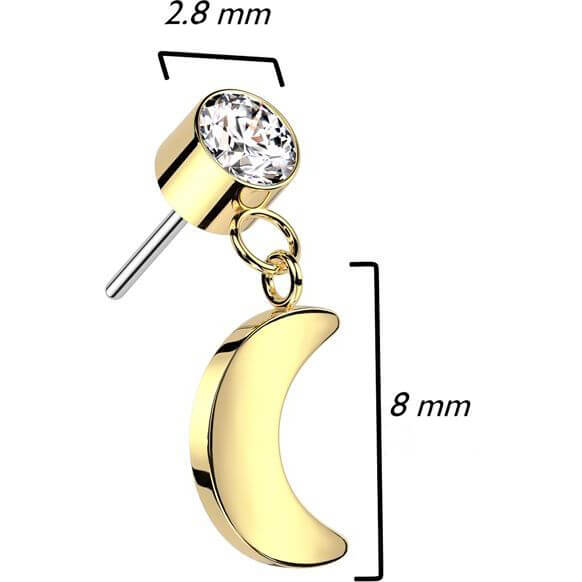 Titane Embout Zircone Pendentif Lune Enfoncer - Image 2
