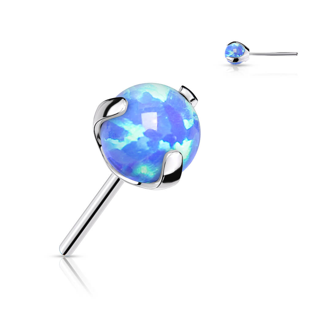 Titane Embout Embout Bille Opale Argent Enfoncer - Image 2