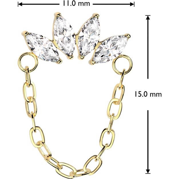 Titane Embout Chaîne Marquise Zircone Enfoncer - Image 2