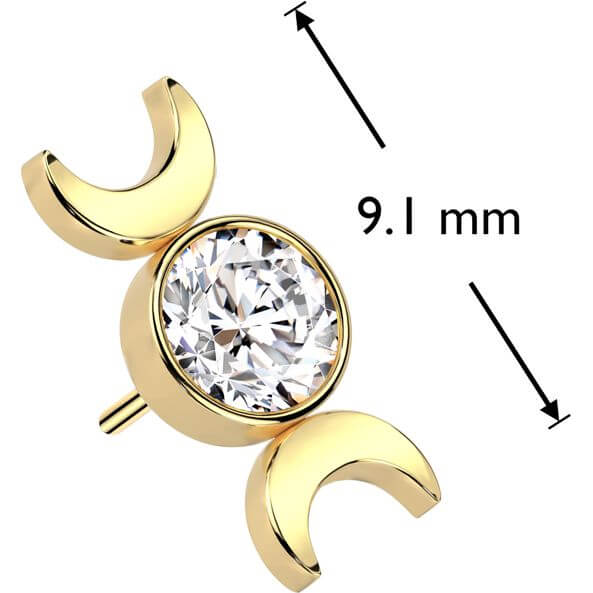 Titane Embout Lune Zircone Serti Clos Enfoncer - Image 2