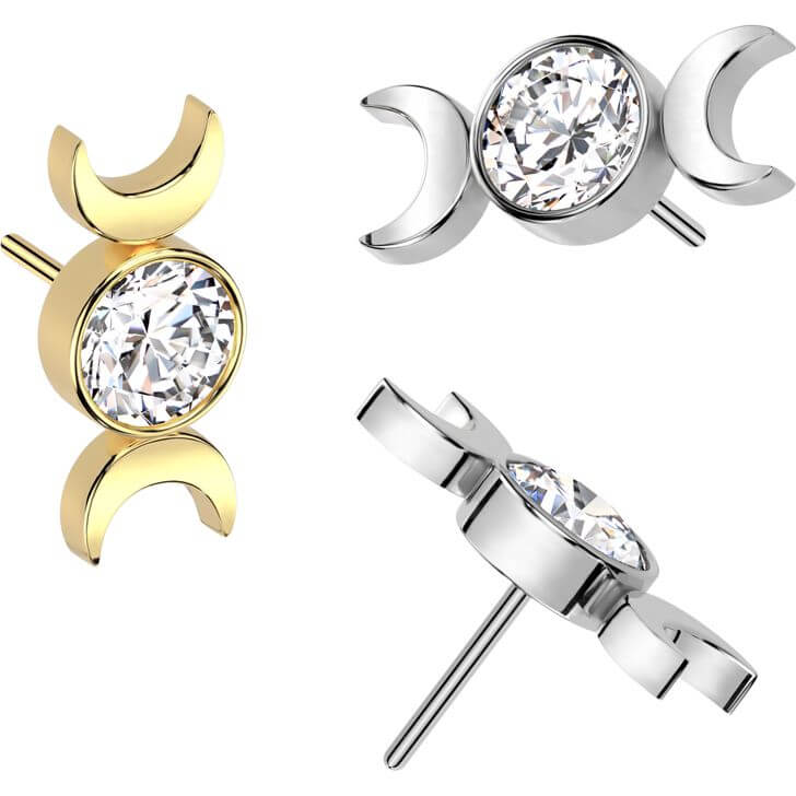 Titane Embout Lune Zircone Serti Clos Enfoncer - Image 3