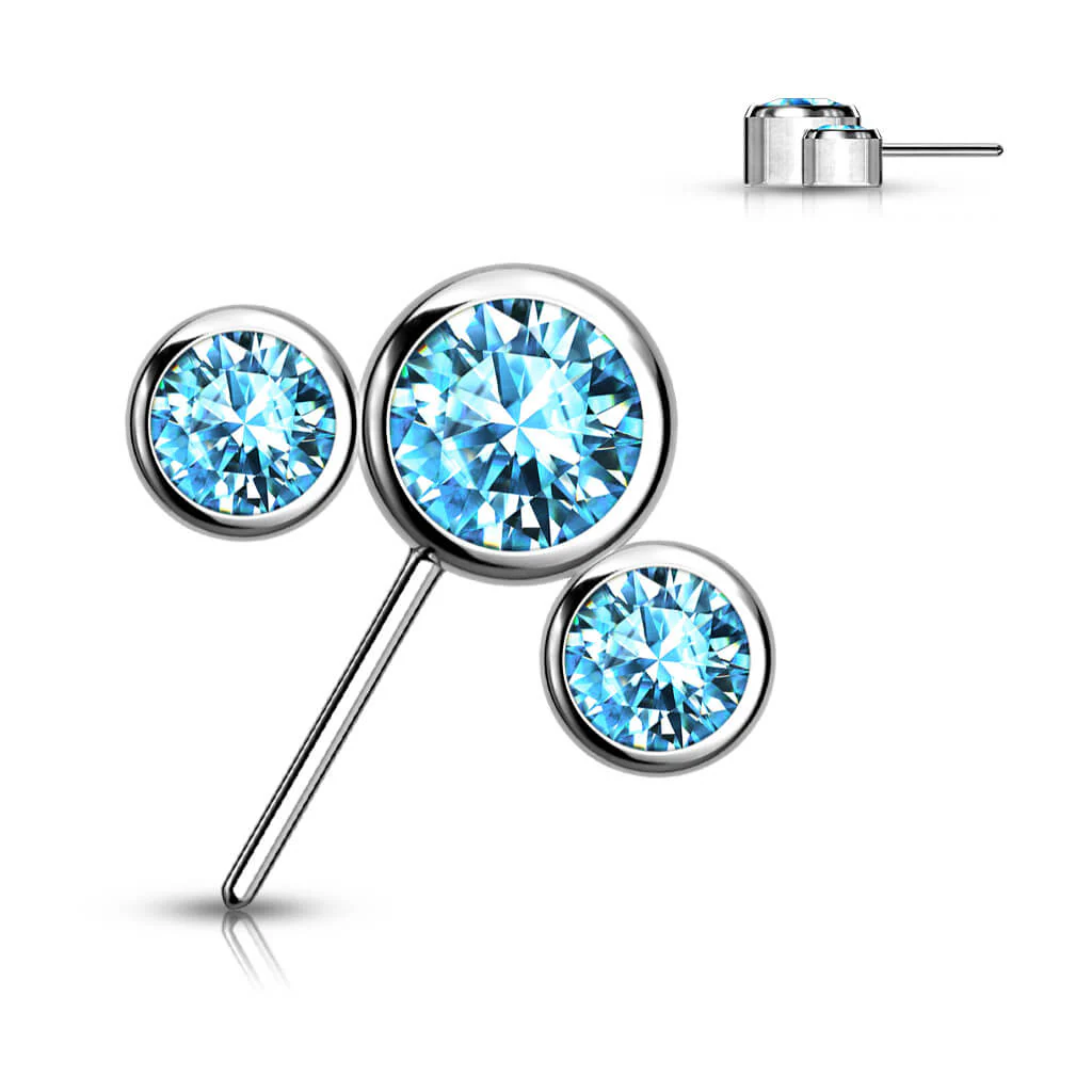Titane Embout Embout 3 Zircones Argent Enfoncer - Image 9