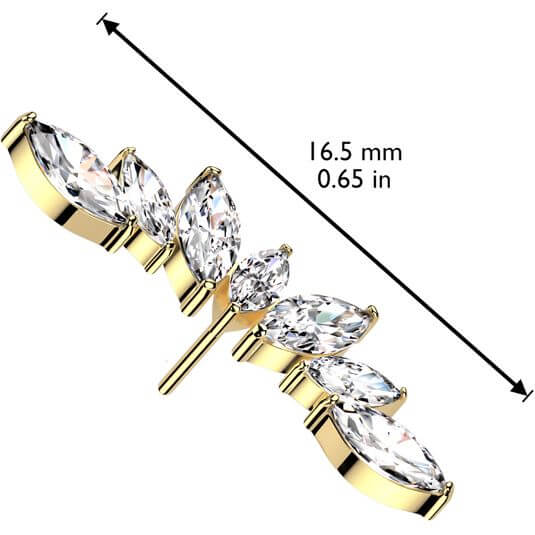 Titane Embout embout éventail 7 zircones coupe marquise Enfoncer - Image 2