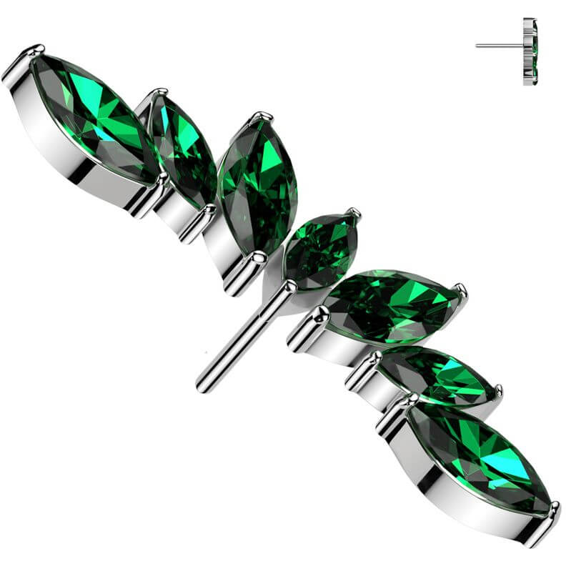 Titane Embout embout éventail 7 zircones coupe marquise Enfoncer - Image 5