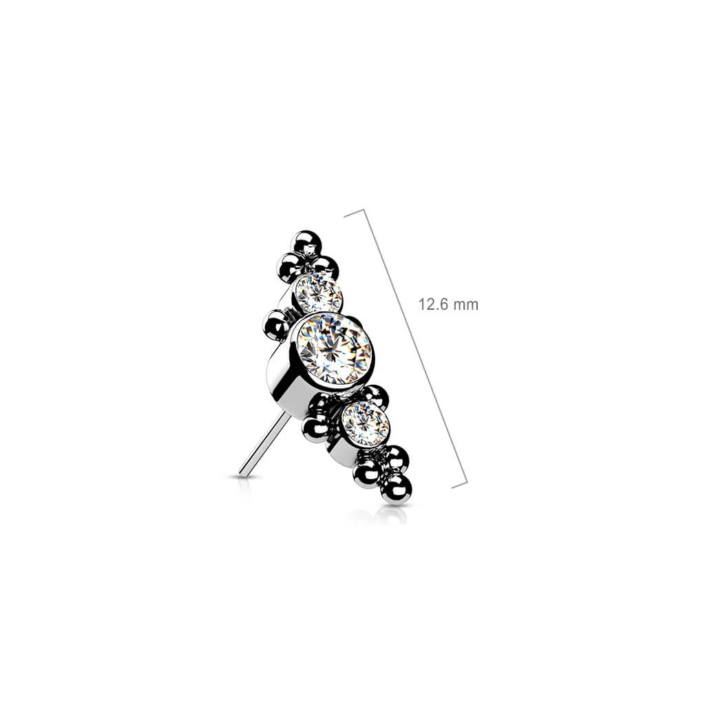 Titane Embout Embout 3 Zircones Enfoncer - Image 3
