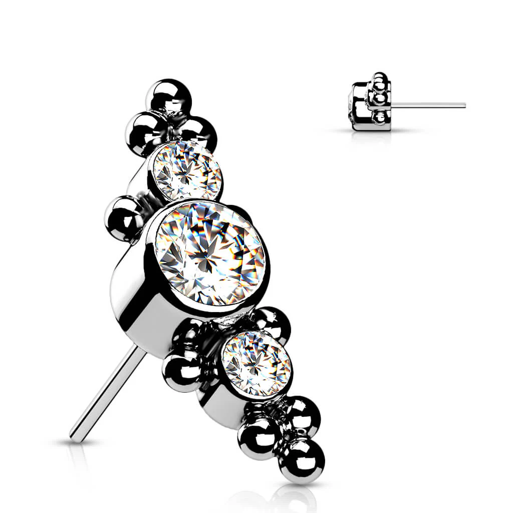 Titane Embout Embout 3 Zircones Enfoncer - Image 4