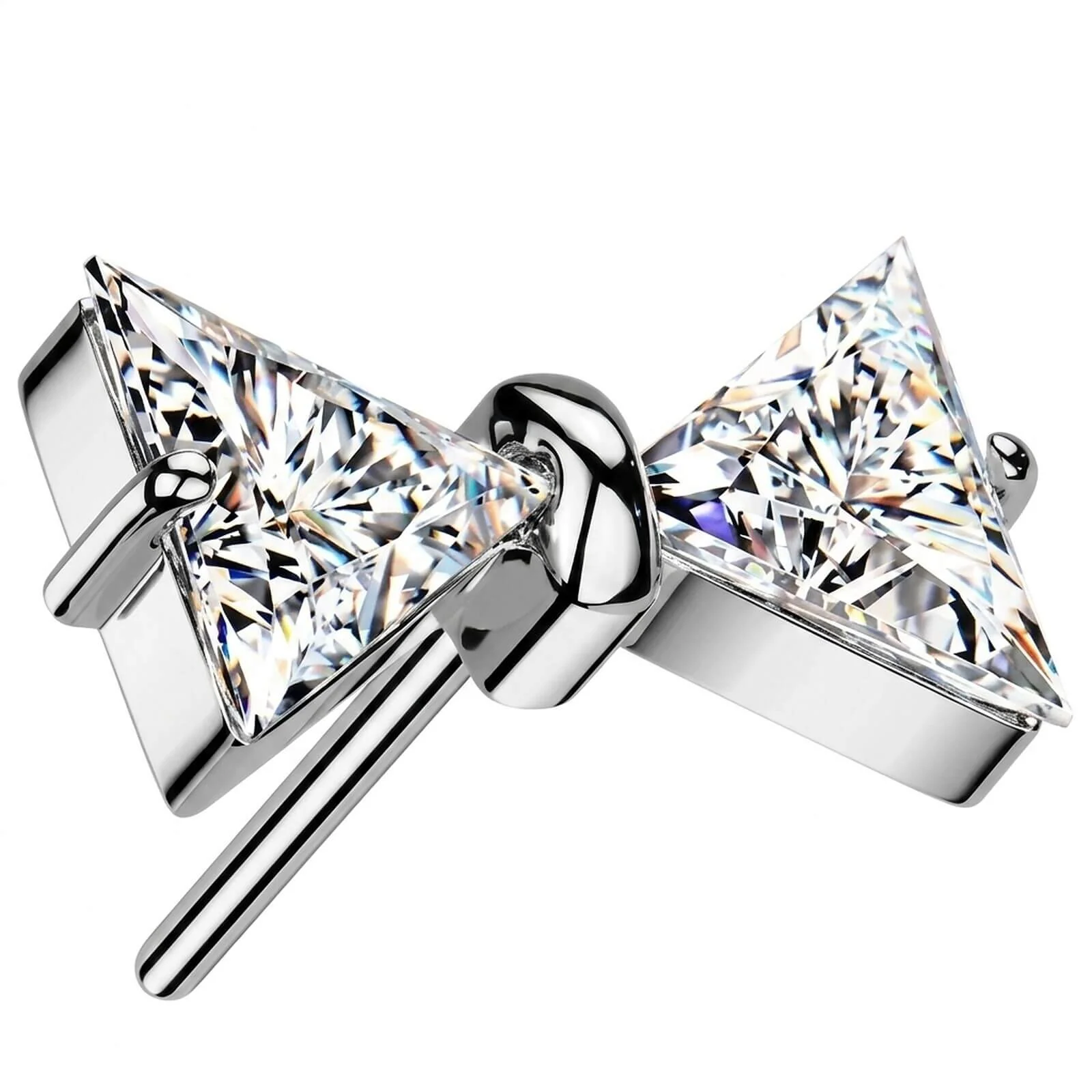 Titane Embout embout nœud papillon zircone Enfoncer