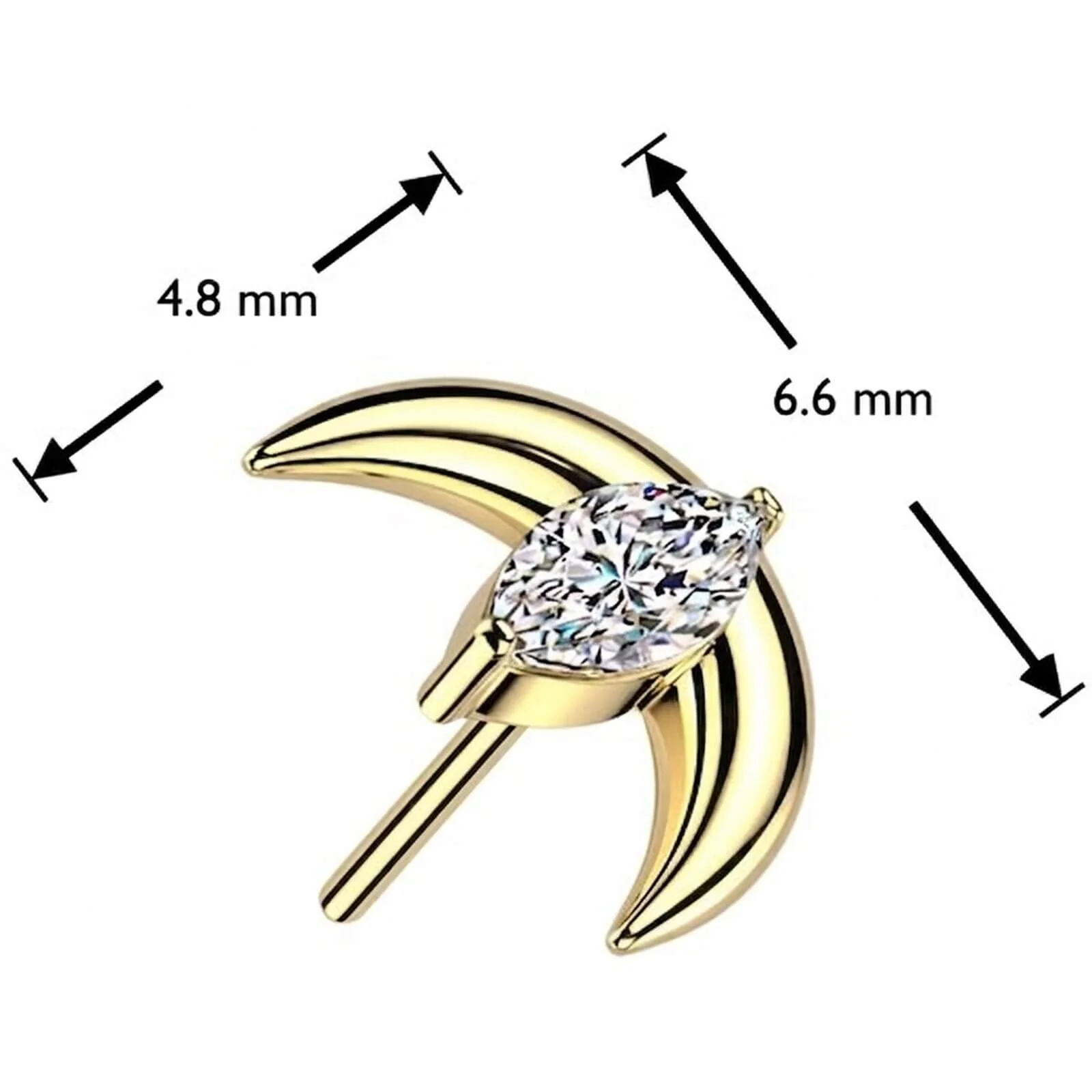 Titane Embout embout croissant de lune zircone Enfoncer - Image 2