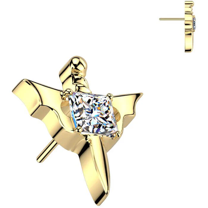 Titane Embout embout poignard ailes de chauve-souris zircone Enfoncer - Image 3