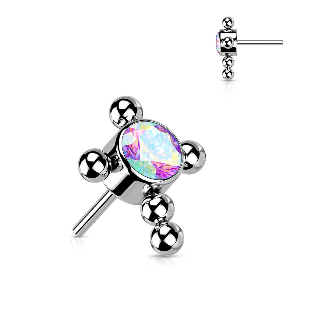 Titane Embout Embout Croix Zircone Opale Enfoncer - Image 2