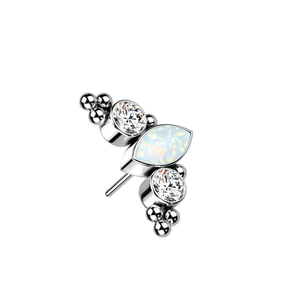 Titane Embout Embout 3 Zircones Opales Enfoncer - Image 2