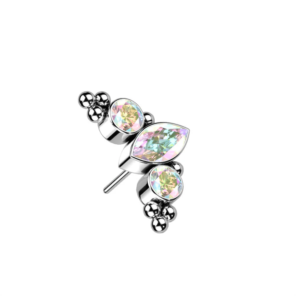 Titane Embout Embout 3 Zircones Opales Enfoncer - Image 4