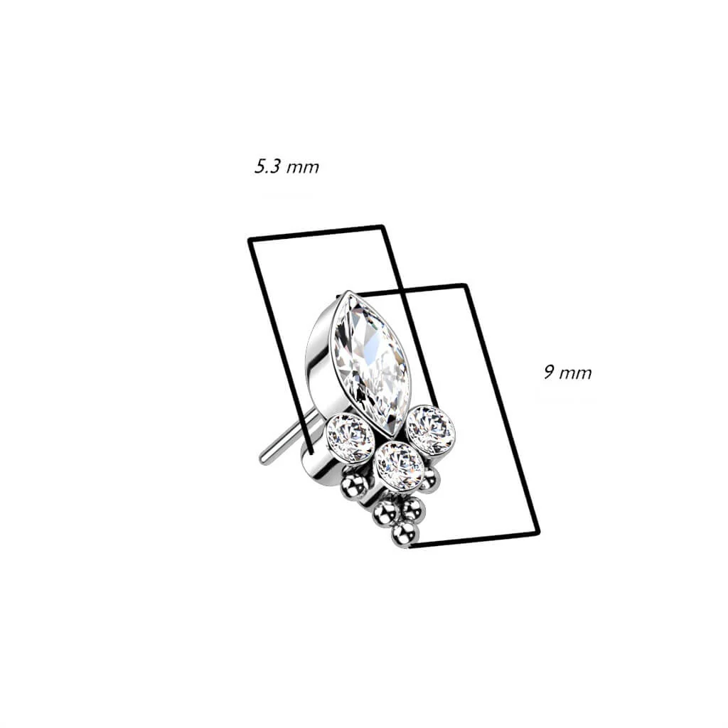 Titane Embout Embout 4 Zircones Opales Enfoncer - Image 3