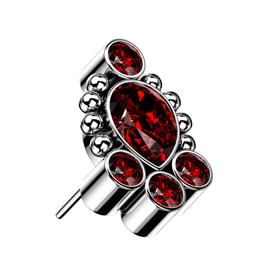 Titane Embout Embout Goutte 5 Zircones Argent Enfoncer - Image 5