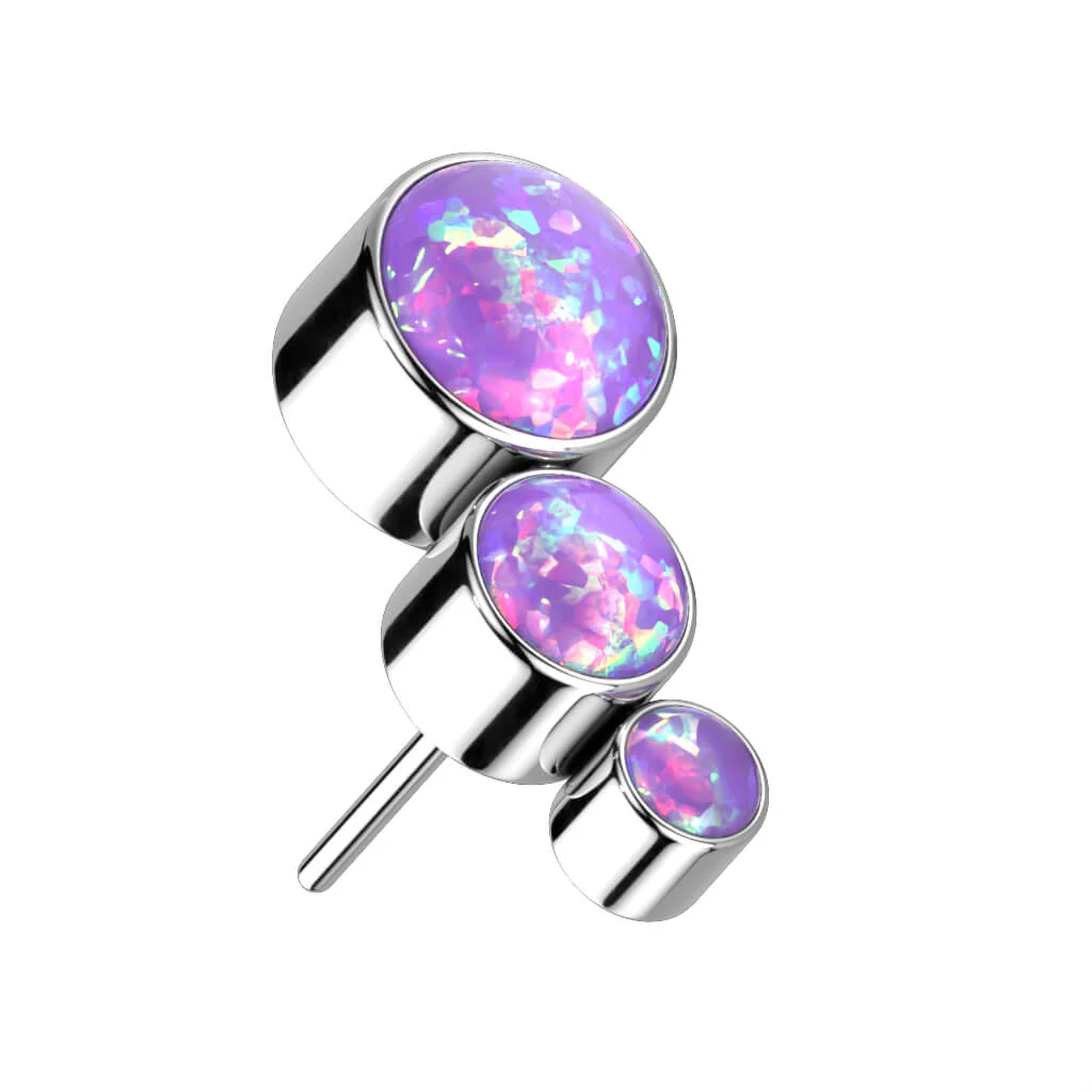 Titane Embout Embout 3 Opales Argent Enfoncer - Image 5