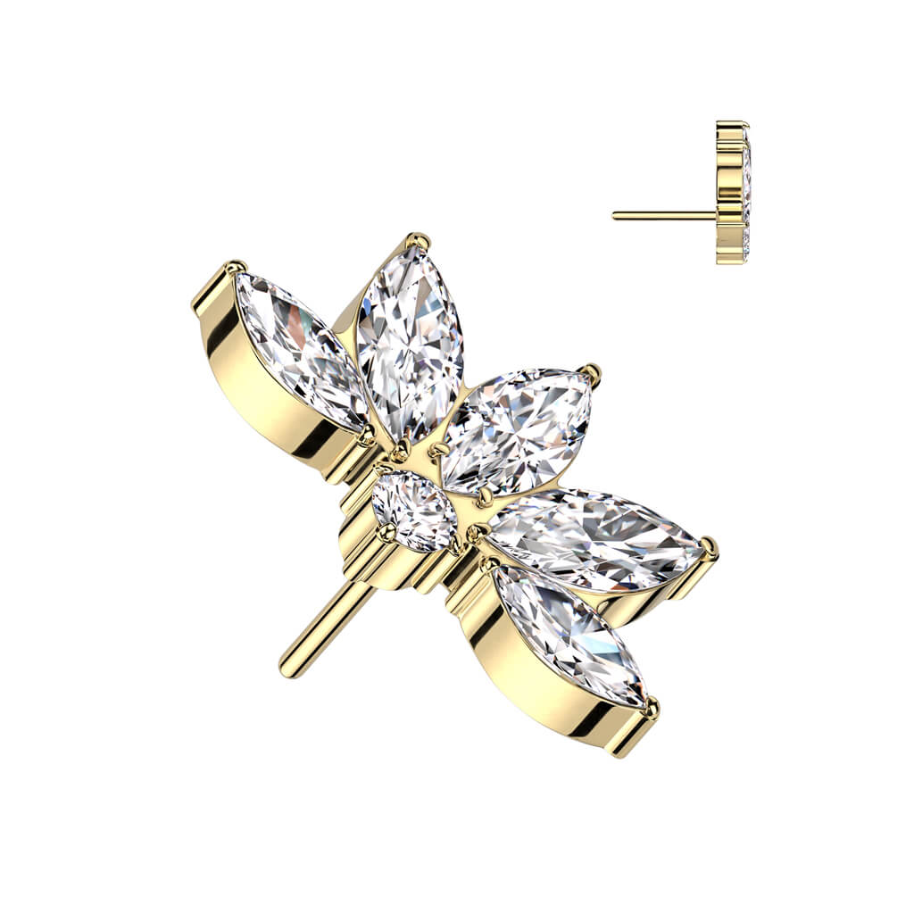 Titane Embout Embout Fleur De Lotus Zircone Enfoncer - Image 4