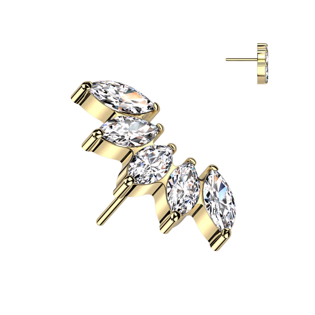 Titane Embout Embout 5 Marquises Zircone Enfoncer - Image 4