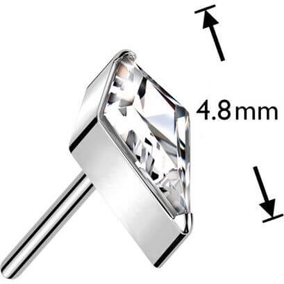 Titane Embout Opale Zircone en Forme de Losange Enfoncer - Image 2