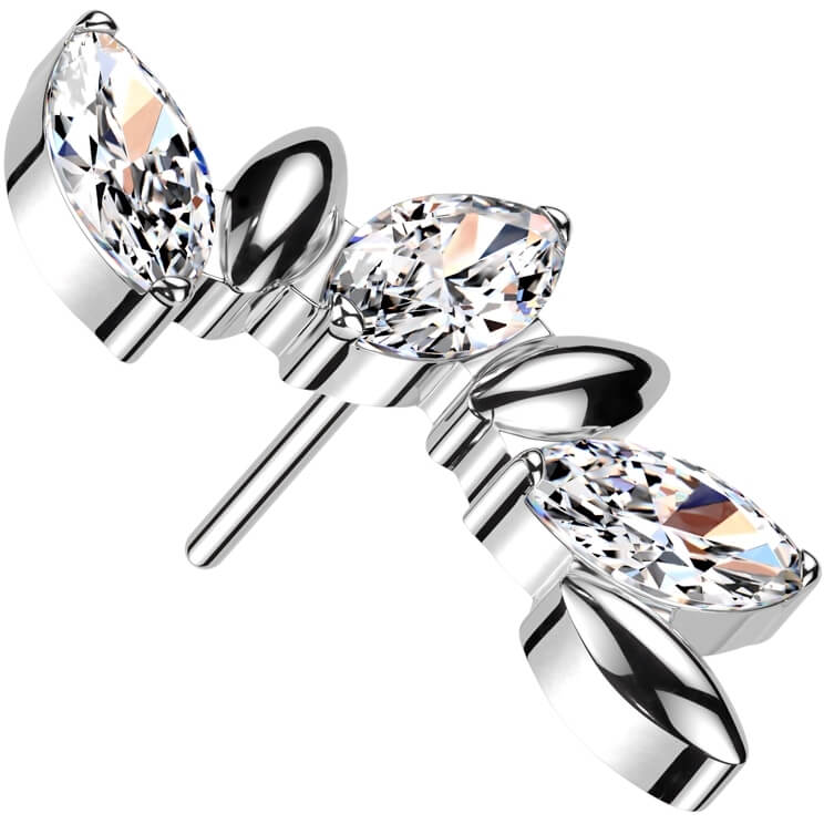 Titane Embout Coup Marquise Zircone Enfoncer - Image 4